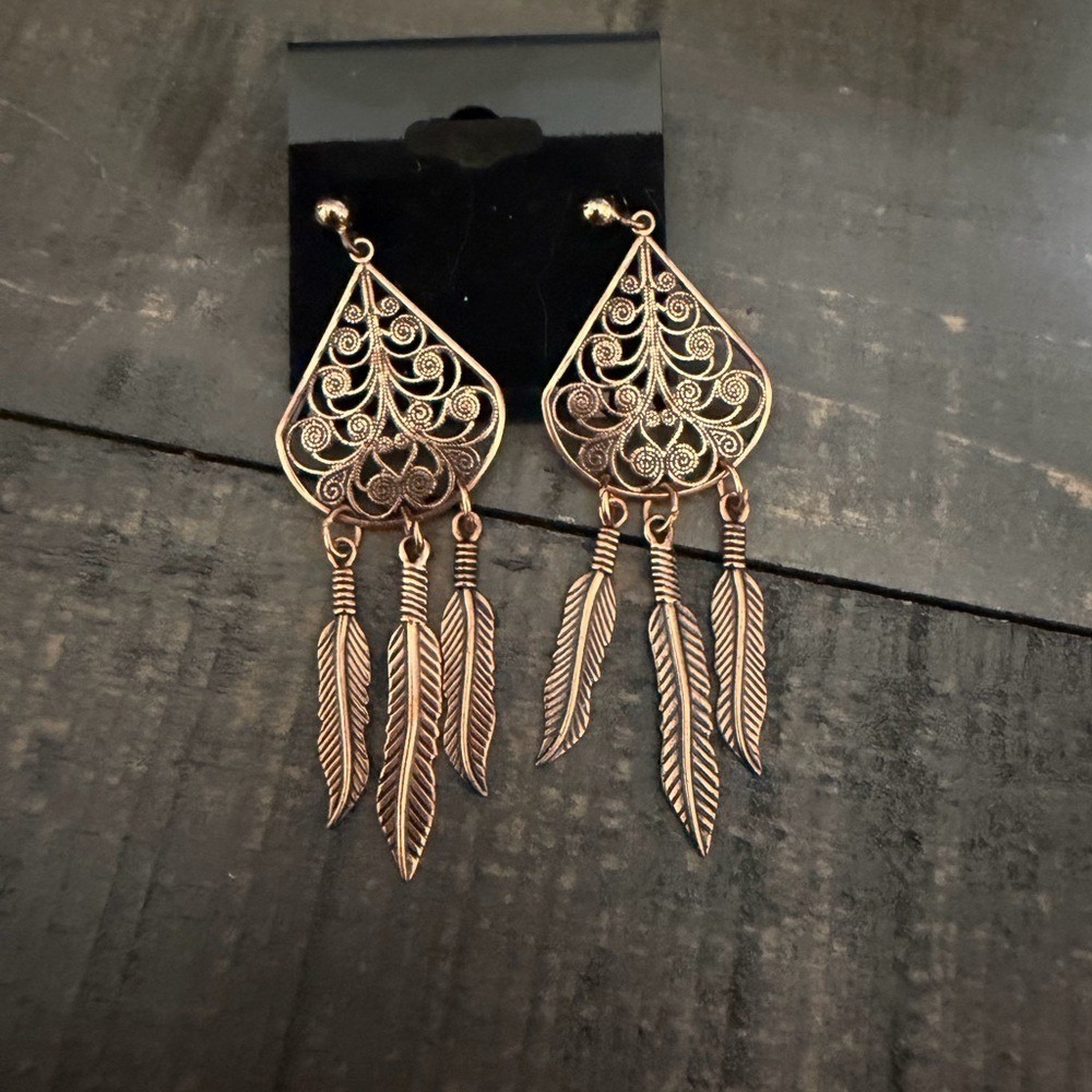 Elegant Dangle feather Earrings fashion jewelry cute - Picture 2 of 5